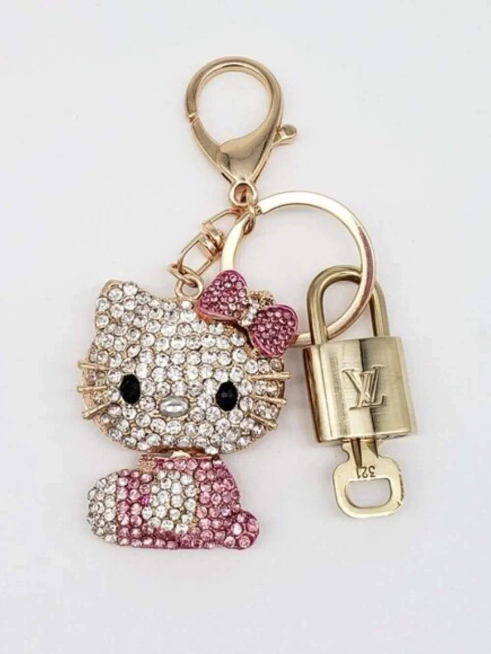 Authentic LV Louis Vuitton Gold Padlock 🔑Unbranded Hello Kitty Bag Charm
